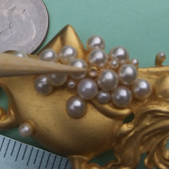 JJ Jonette Bathing Beauty Bubble Bath  Brooch Faux Pearls Bubbles Vintage - Picture 12 of 12